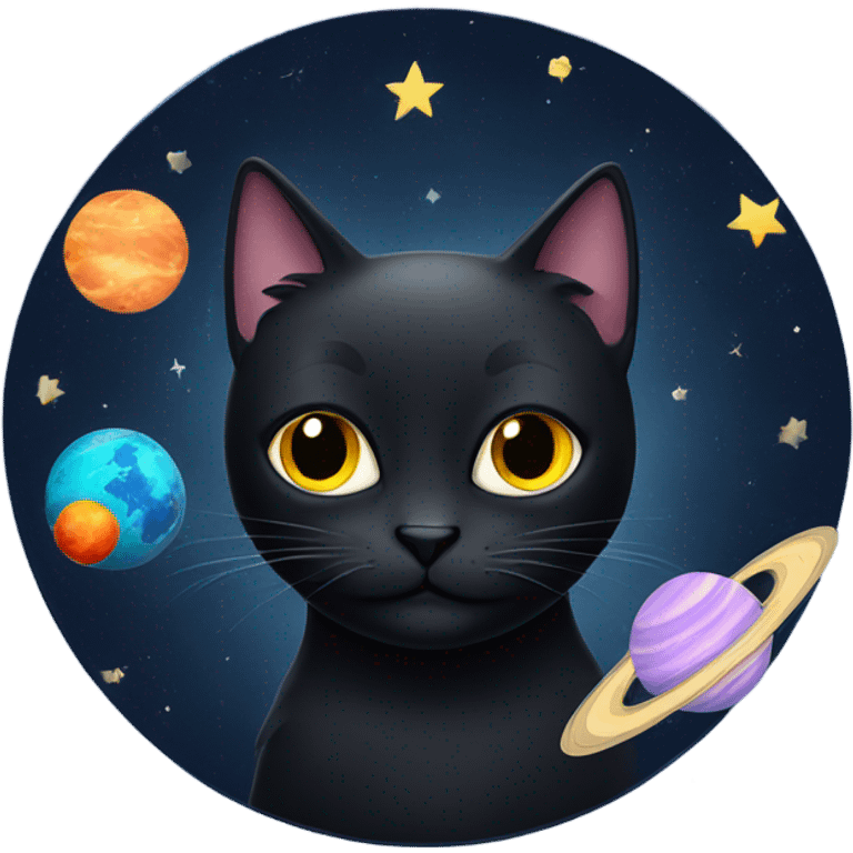 Black cat in space emoji