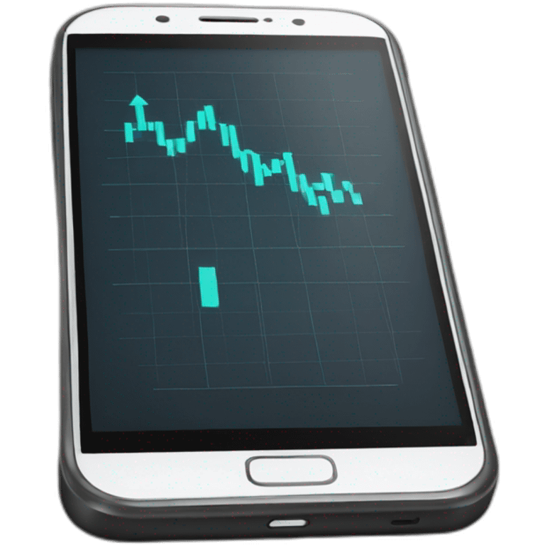 a black smartphone showing a graph going up emoji