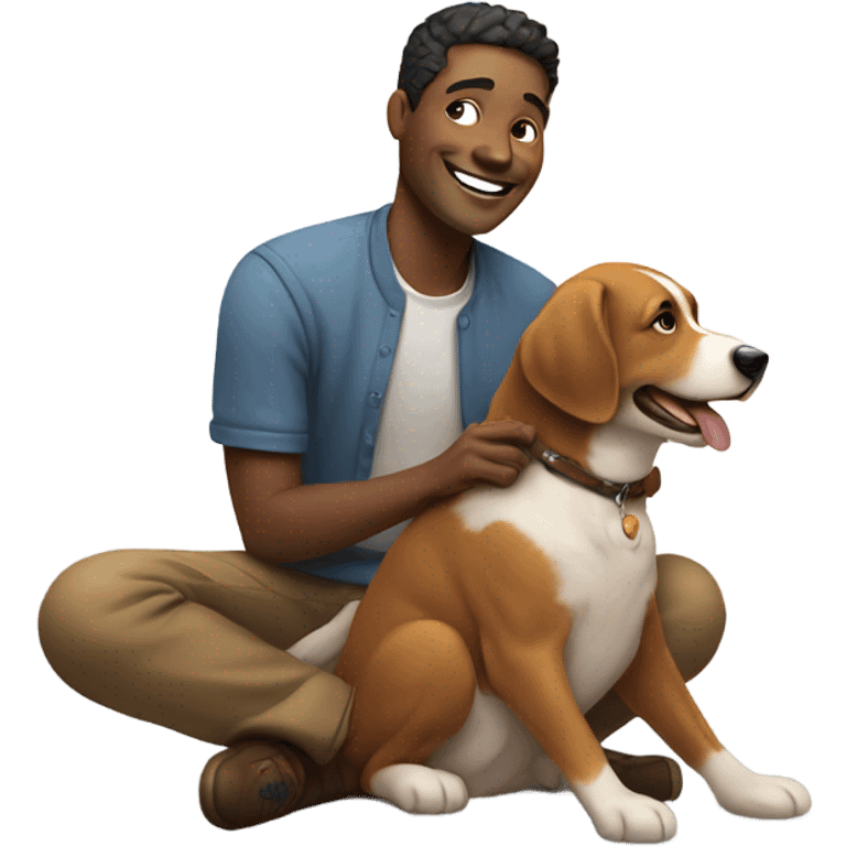 Happy man and his dog emoji