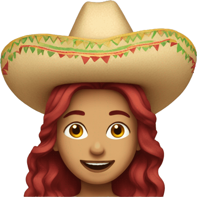 Dark red hair mexican woman celebrating emoji