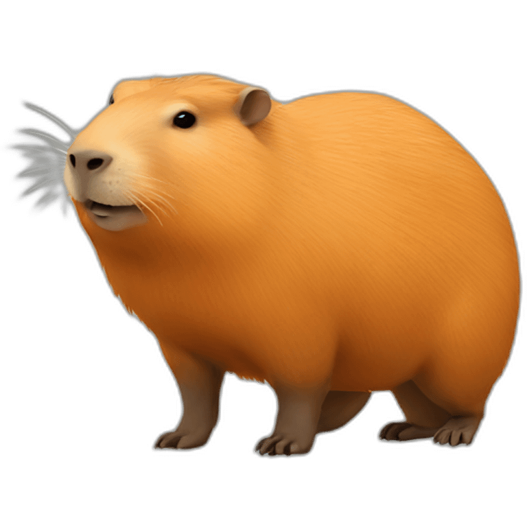 capybara on top of orange emoji