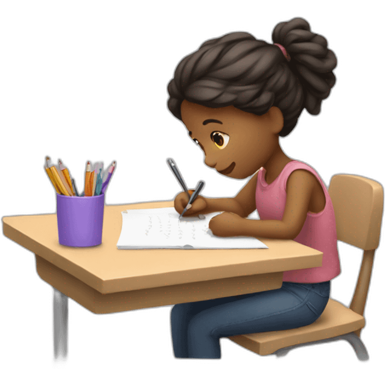 a girl writes on a 📝 emoji