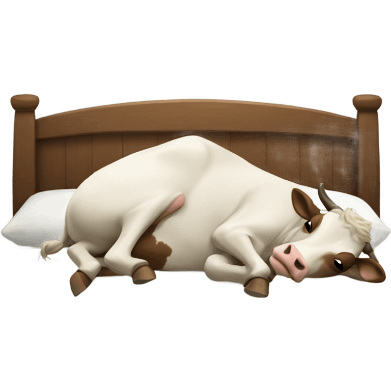 Cow sleeping on a bed  emoji