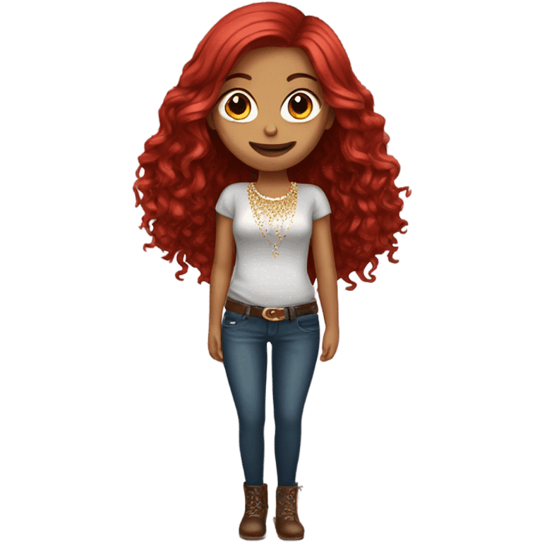 charming girl with long length deep red hair and bling  emoji