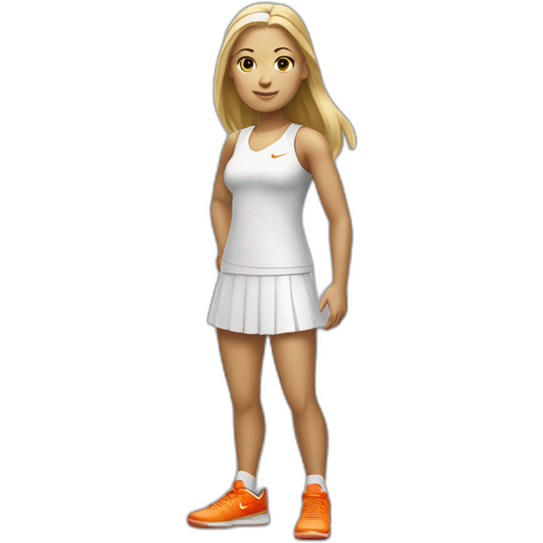 A blonde tennis woman with Nike outfit and bright orange shoes  emoji