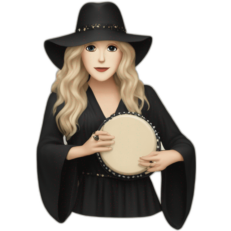 Stevie nicks in black holding a tambourine emoji