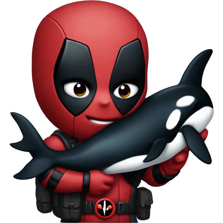 Deadpool holding an orca emoji