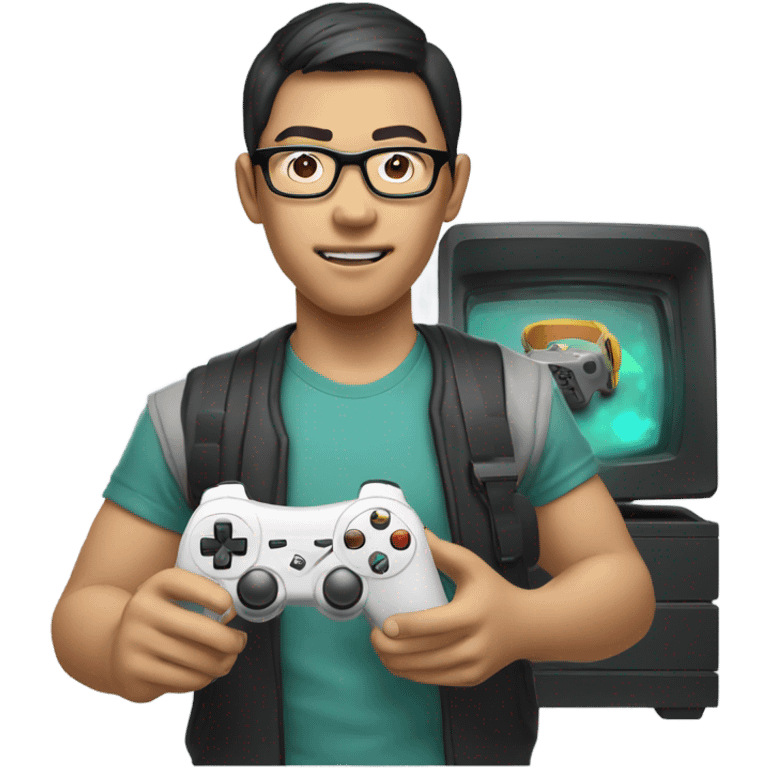 a asian nerd gamer  emoji