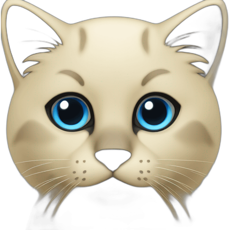 cat with blue eyes light yellow wool black nose black ears emoji