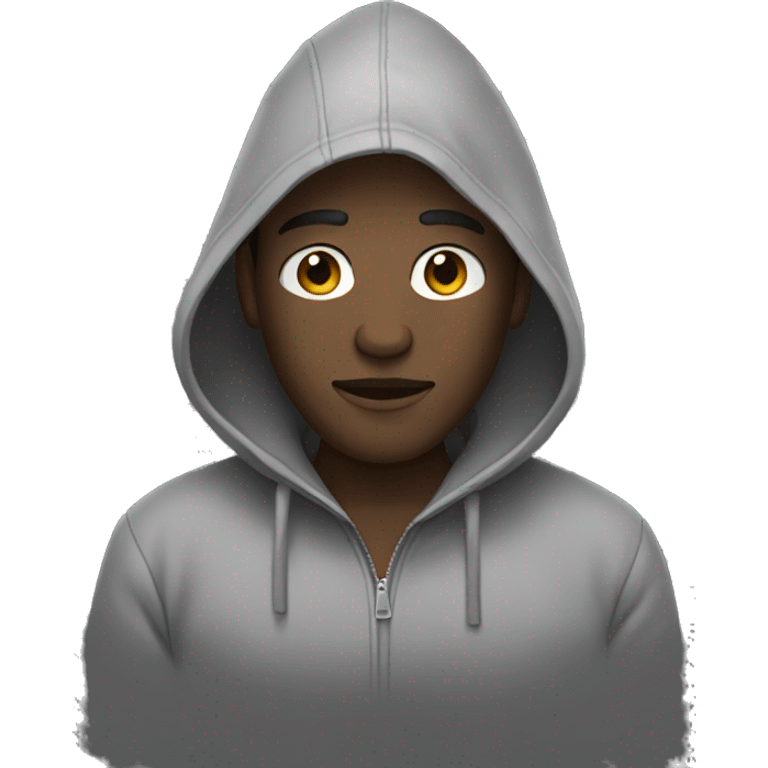 black grayscale man in a hooded jacket emoji