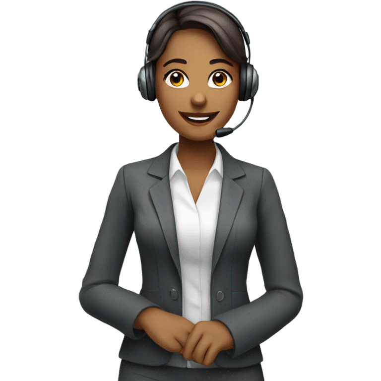 Young professional lady with a headset on for customer service via AI  emoji