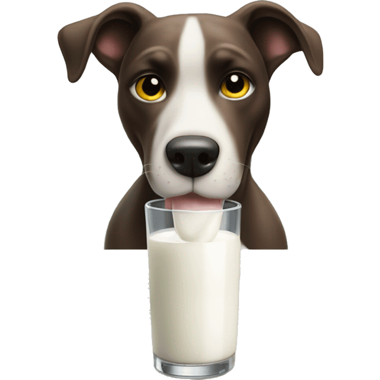 Dog licking a pool of milk un the summer emoji