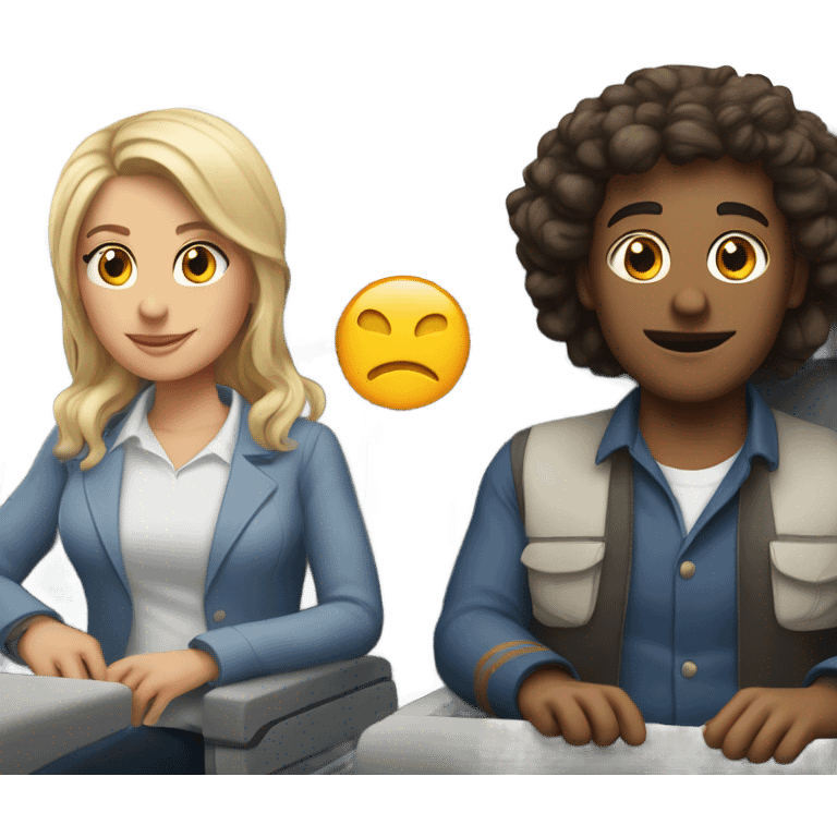 Two white people one male one female sitting in an airplane emoji