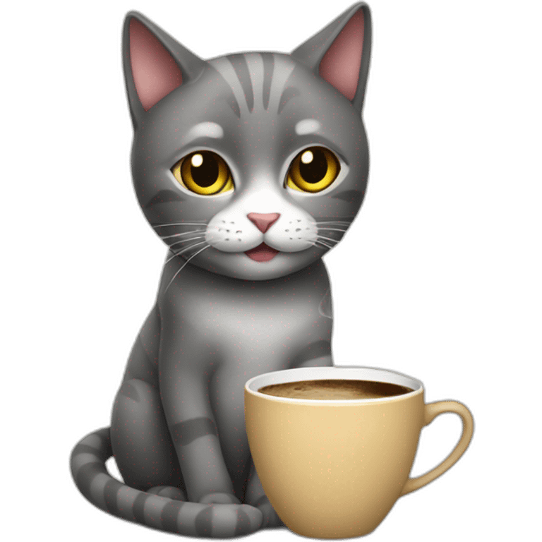 cat drinks coffee emoji