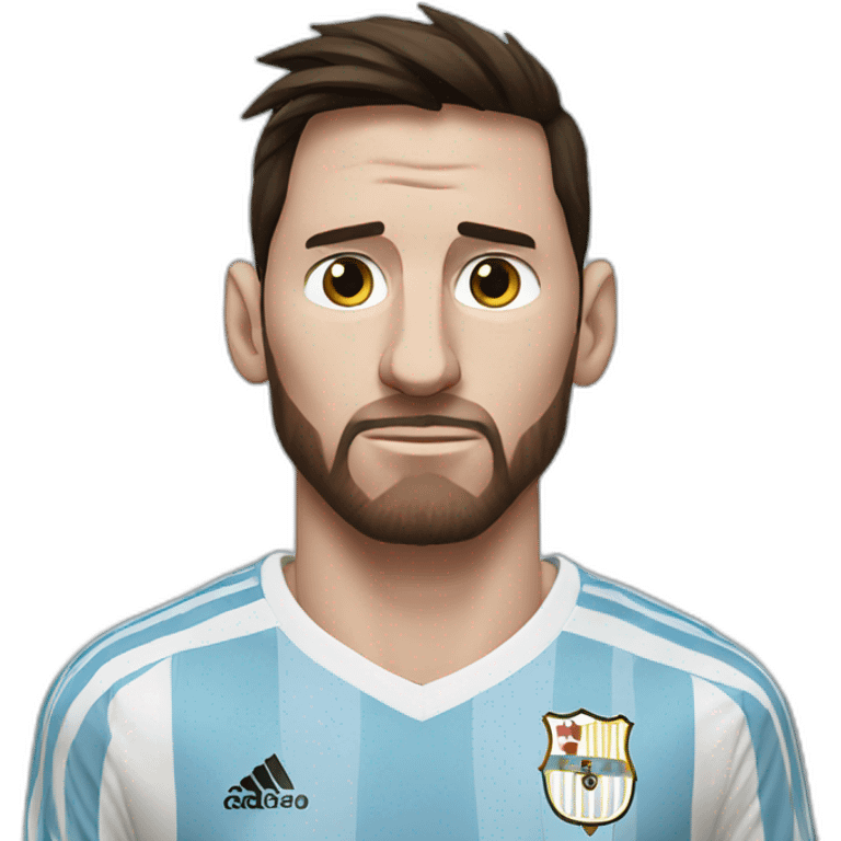 Messi With a look of sadness and loneliness in the clothes of the Argentine national team emoji