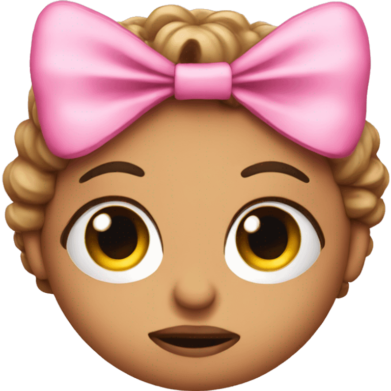 Emotional emoji with pink bow and lashes  emoji