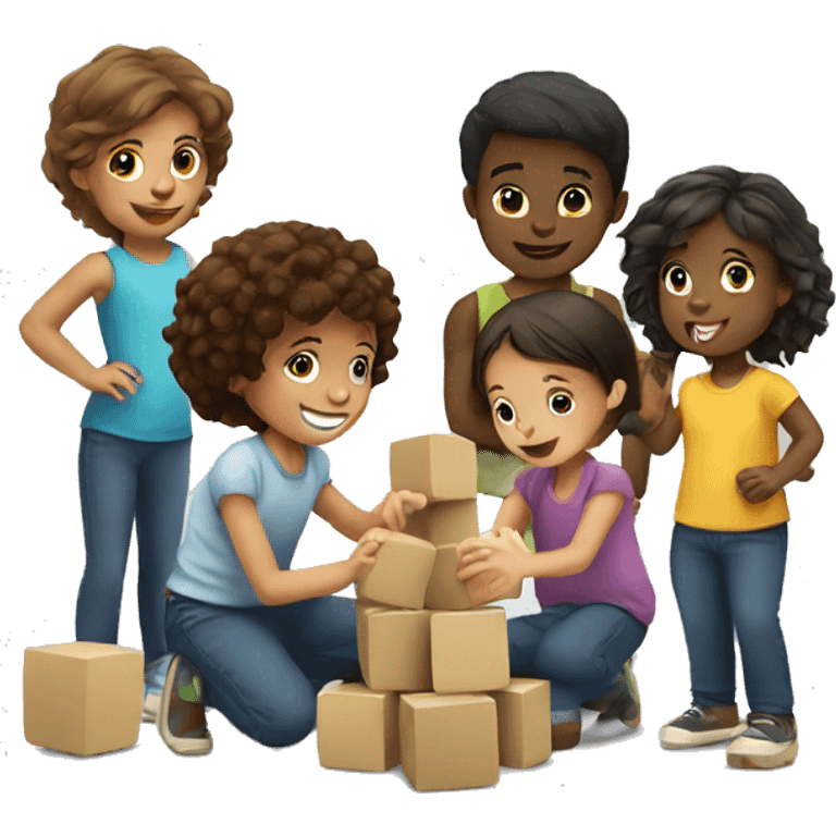 Group of Kids playing with blocks emoji