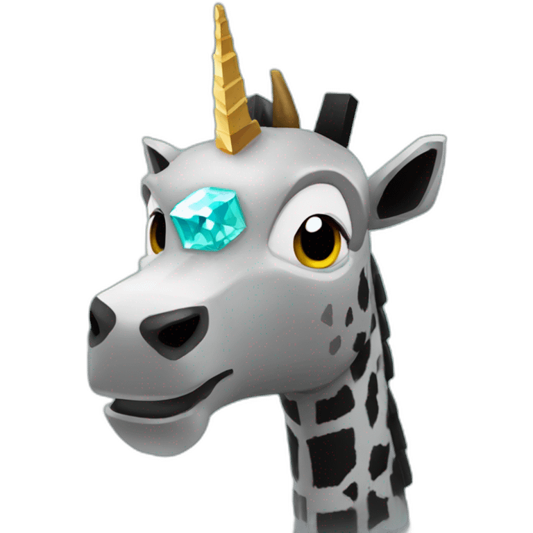 Minecraft Black Jiraffe Head With Diamond Unicorn Horn and Lazer Eyes emoji