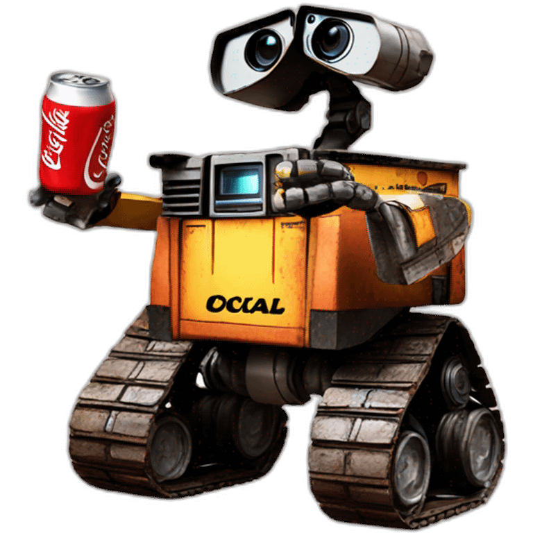 Wall•e drinking a coca cola emoji