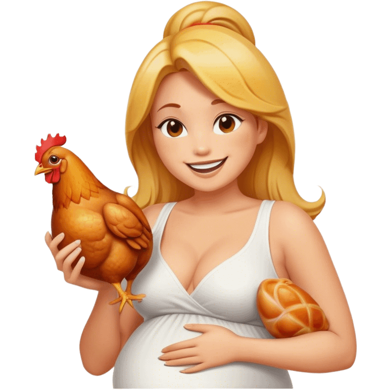 Sexy pregnant woman eating massive chicken  emoji