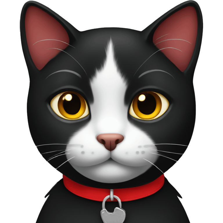 Black cat with red collar emoji