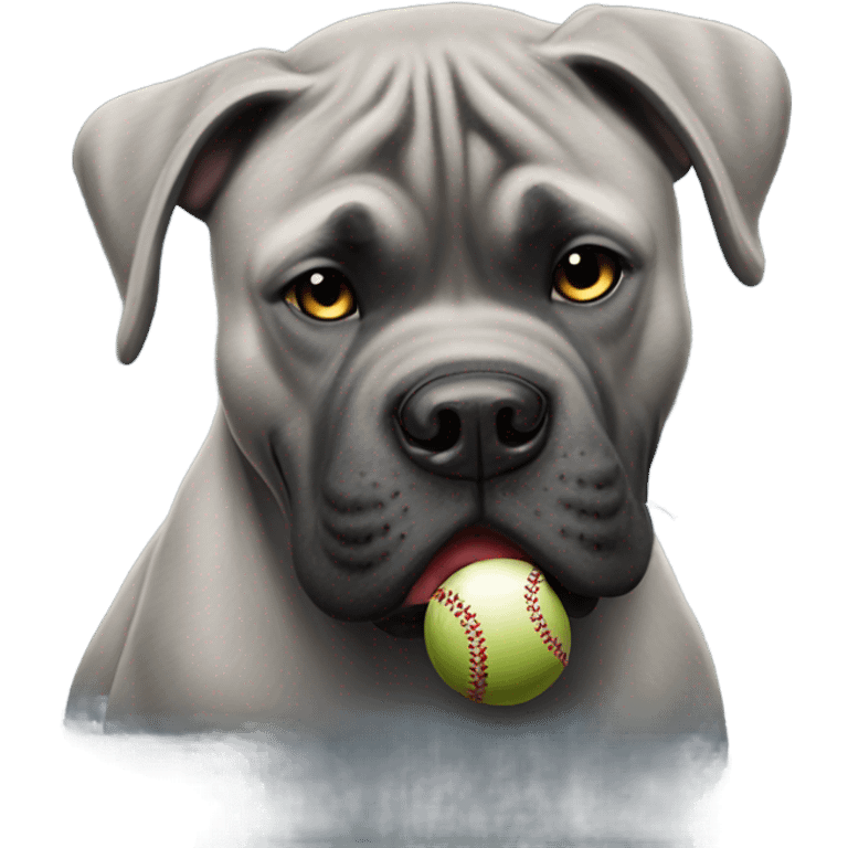 Grey Cane Corso hitting a baseball. emoji