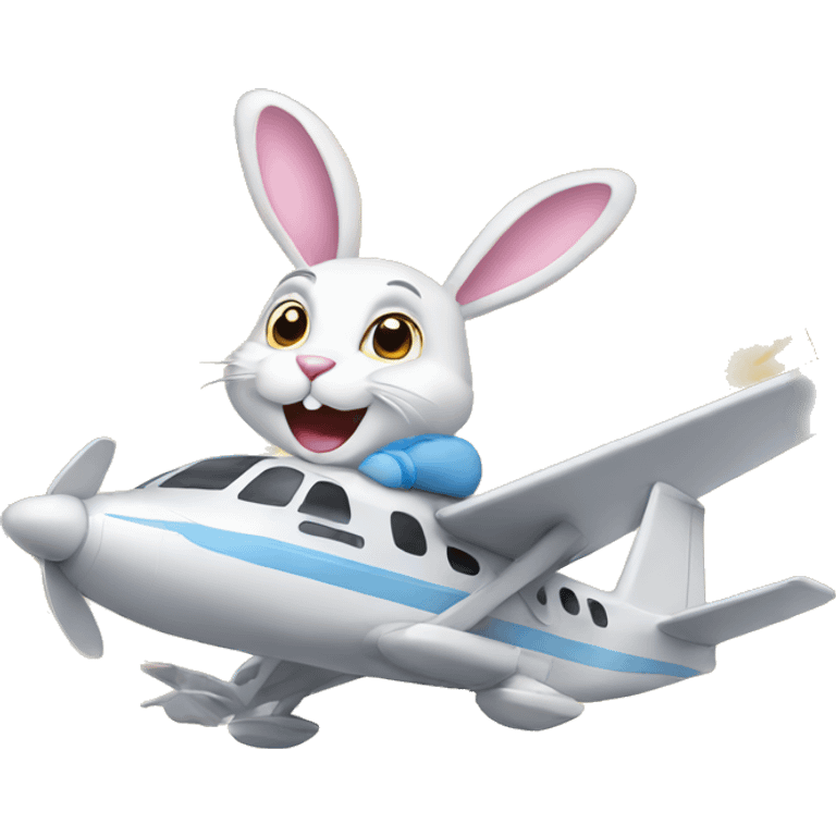 Easter bunny riding on a plane emoji