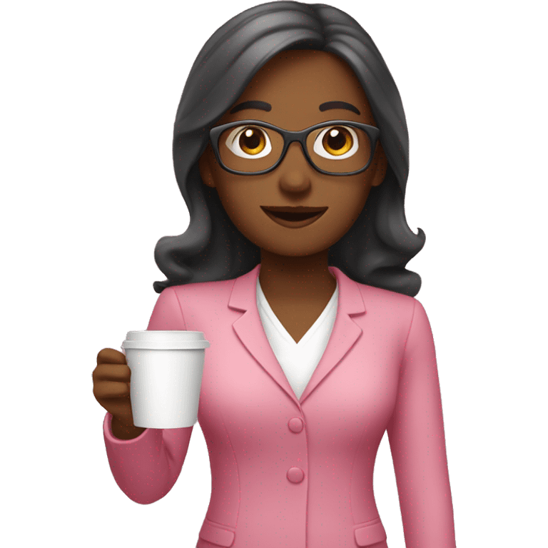 Pink Teacher  with coffee cup emoji