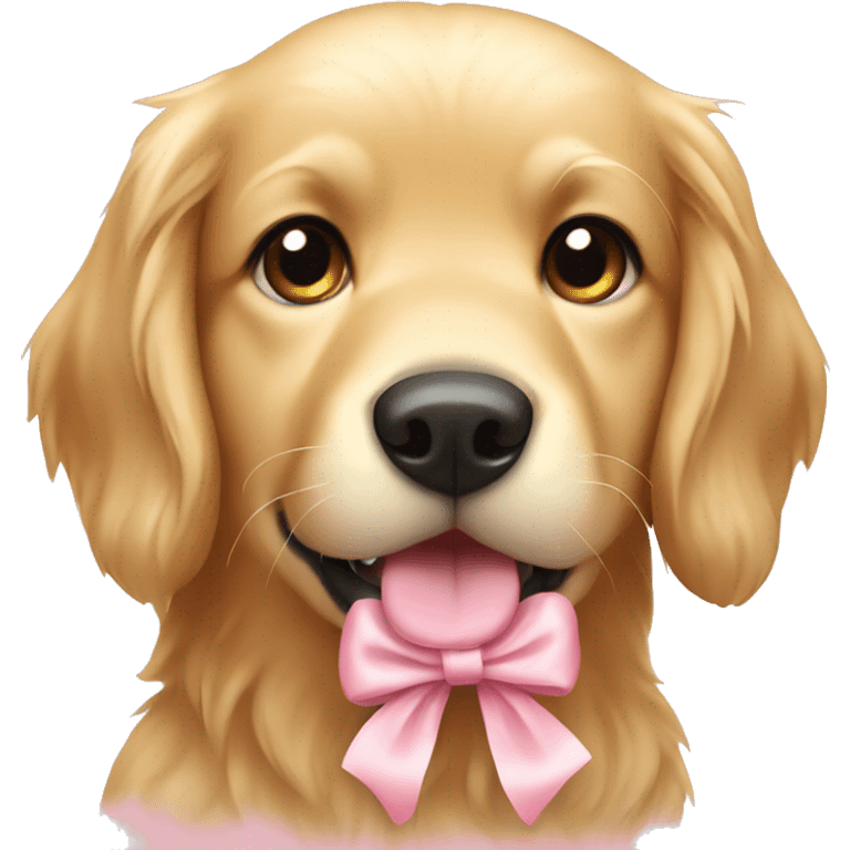 Golden retriever with light pink bow emoji