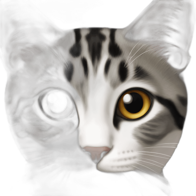 Cat with black spots tabby black and white domestic short hair emoji