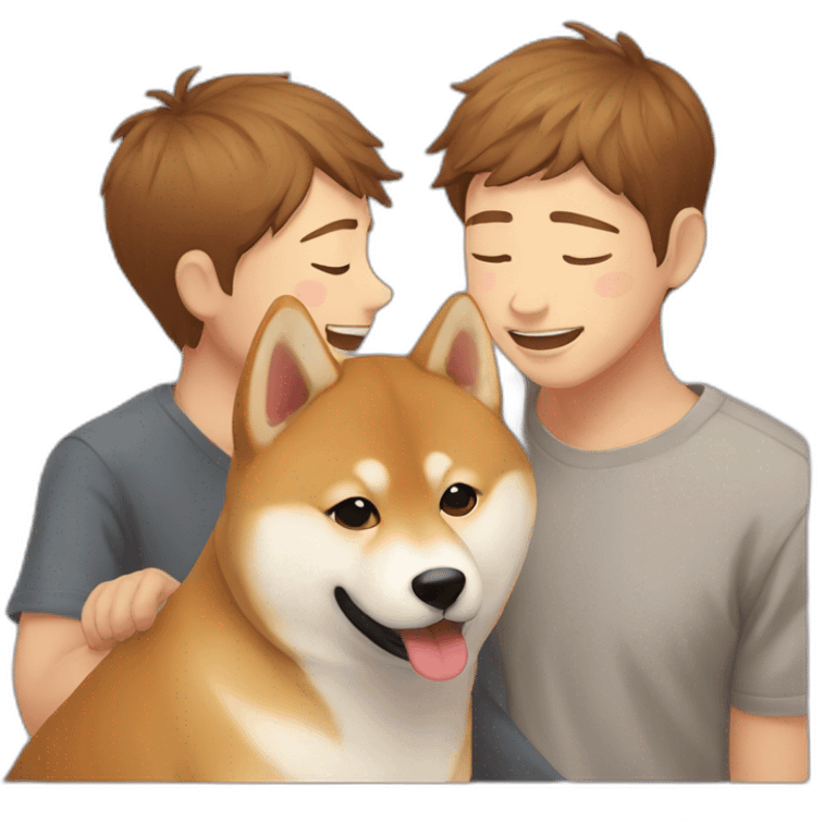 Two boys in love with shiba emoji