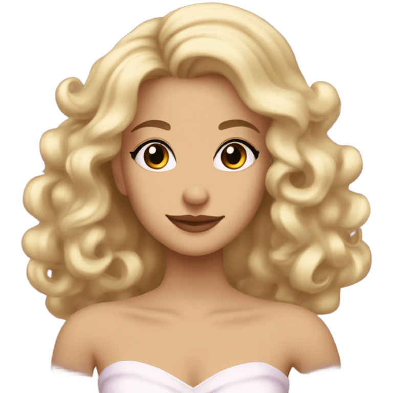 Pretty blonde princess, brown eyes, voluminous romantic ringlet curls emoji