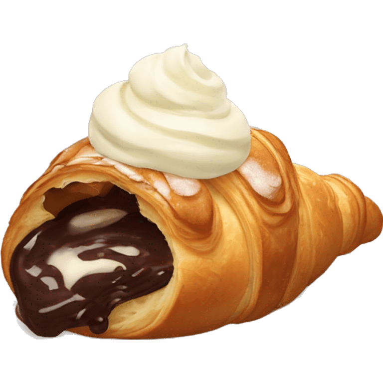 Chocolate croissant with vanilla ice cream  emoji