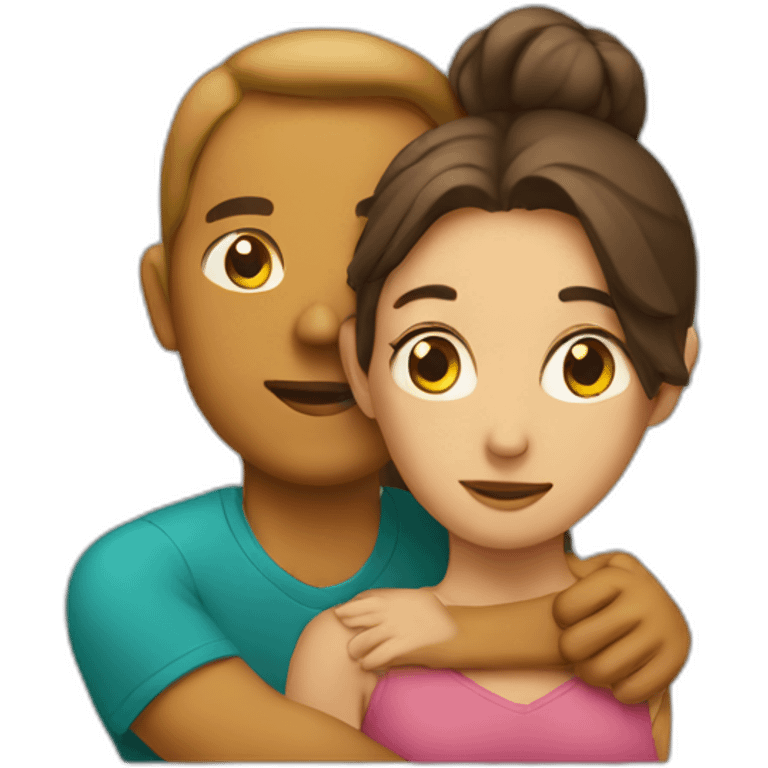 Women sitting on man's shoulder one sided emoji