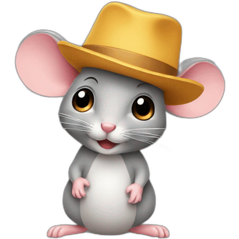 A mouse with a hat emoji