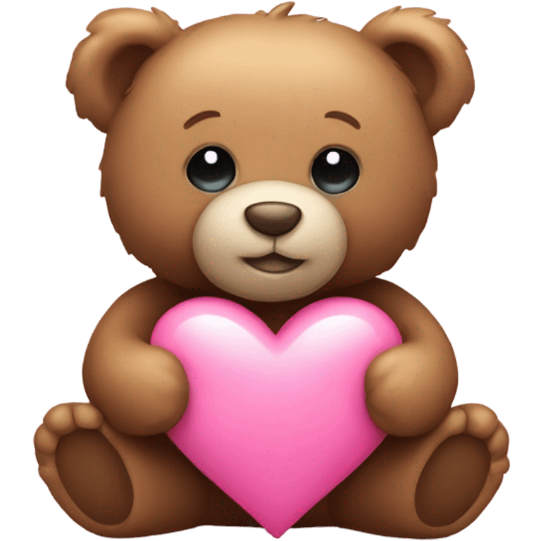 Teddy bear holding pink heart emoji