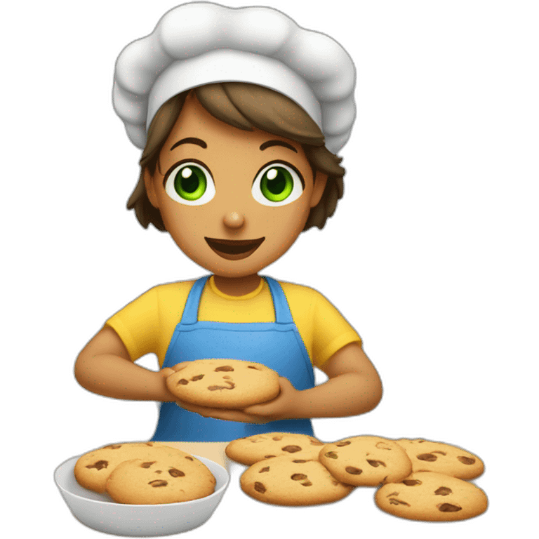  girl green eyes baking cookies emoji