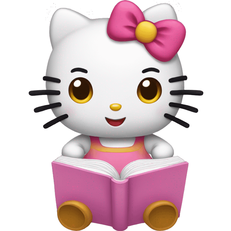 Hello kitty sitting holding book emoji