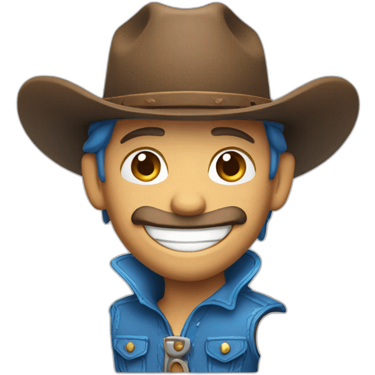 funny cowboy with blue hat and smile emoji