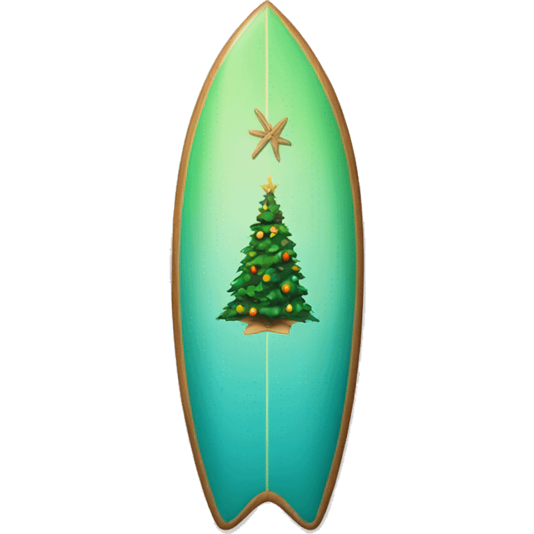 A surfboard with a Christmas tree on it  emoji