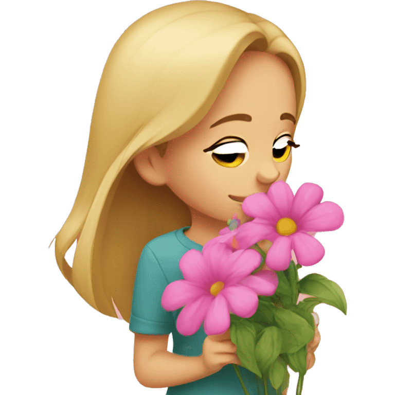 Girl sniffing flowers  emoji