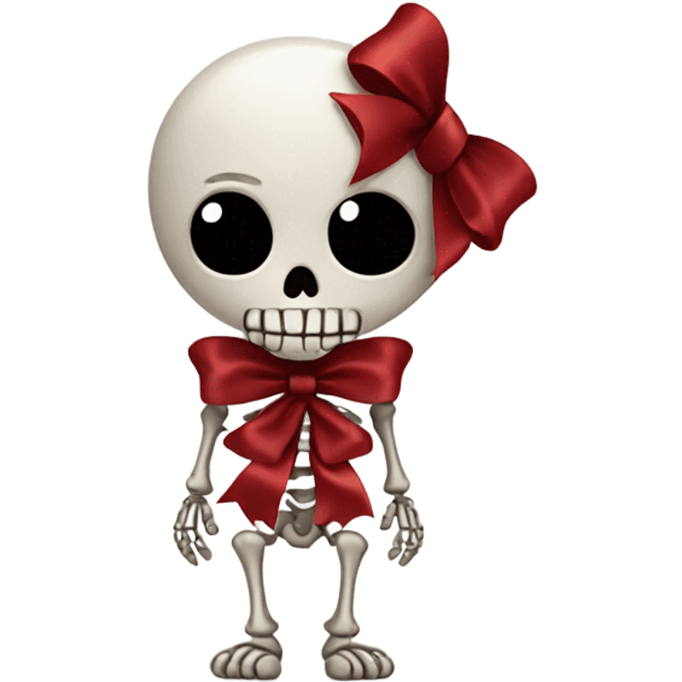 Cute skeleton w dark red bow on head emoji