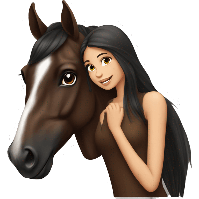 Dark brown arabian horse with beautiful girl emoji