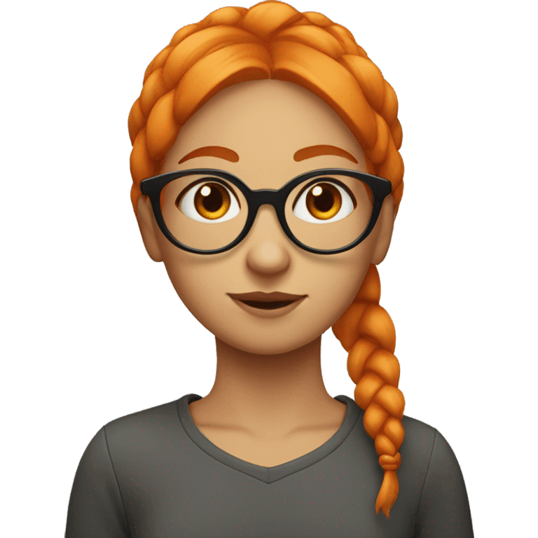 a girl with orange hair tied on both sides and a crooked pair of glasses emoji