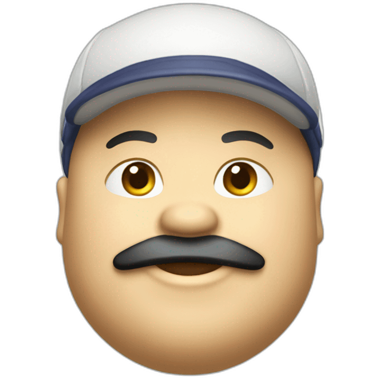 Happy fat boy with black beard and cap emoji