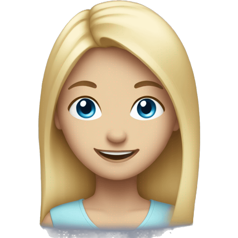 smiling girl with blonde hair and blue eyes  emoji