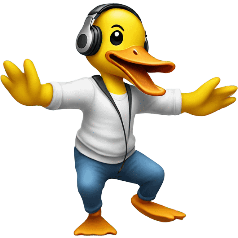 dancing duck with headphones emoji