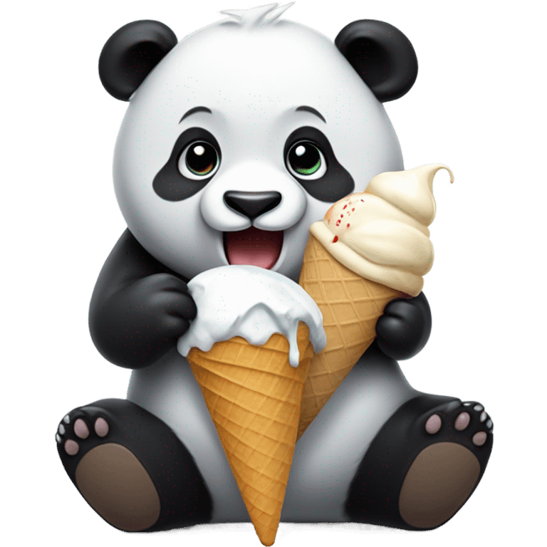 Panda eating ice cream emoji