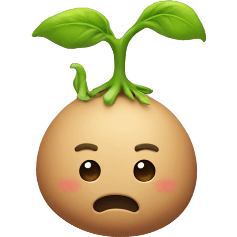 Cute bean character with sprout on the head emoji