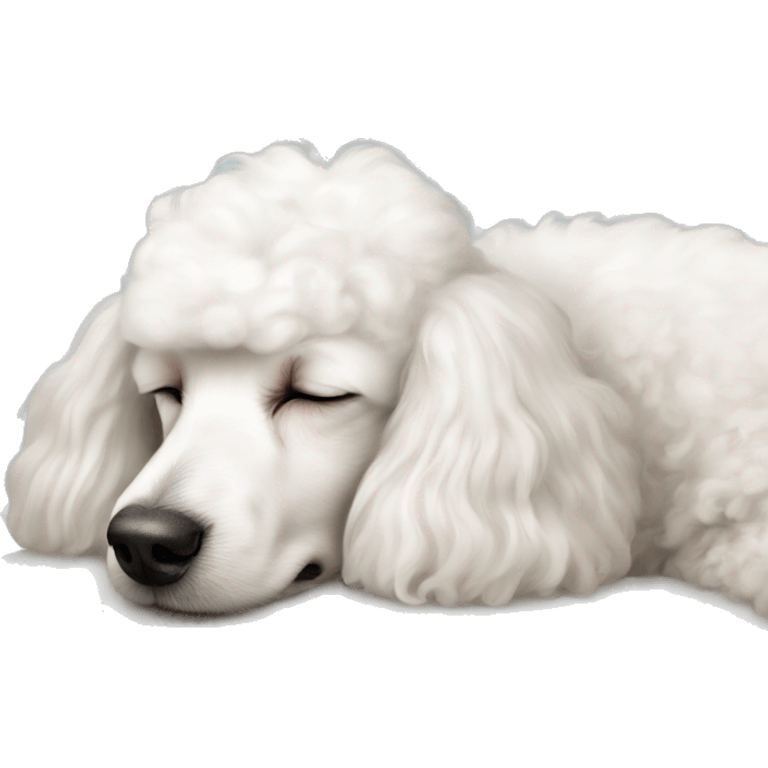 white poodle asleep on pillow  emoji